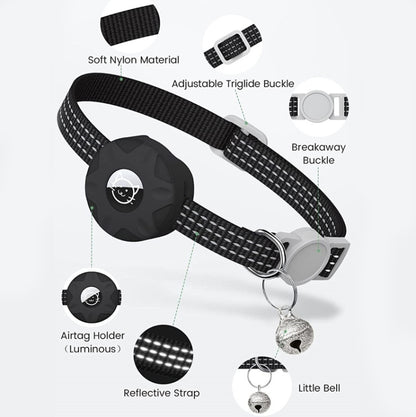 For AirTag Tracker Silicone Case Reflective Pet Cat Collar With Bell(Black) - free shipping - PMC Jewellery - Order now!