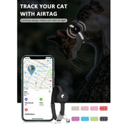 For AirTag Tracker Silicone Case Reflective Pet Cat Collar With Bell(Black)