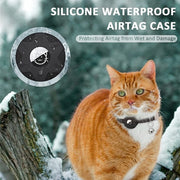 For AirTag Tracker Silicone Case Reflective Pet Cat Collar With Bell(Black)