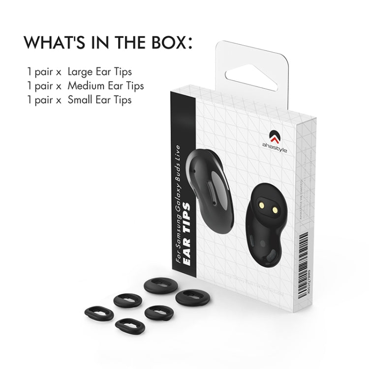 For Samsung Galaxy Buds Live AhaStyle PT132 S+M+L Silicone Earbud(Black) - Anti-dust & Ear Caps by AhaStyle | Online Shopping South Africa | PMC Jewellery | Buy Now Pay Later Mobicred