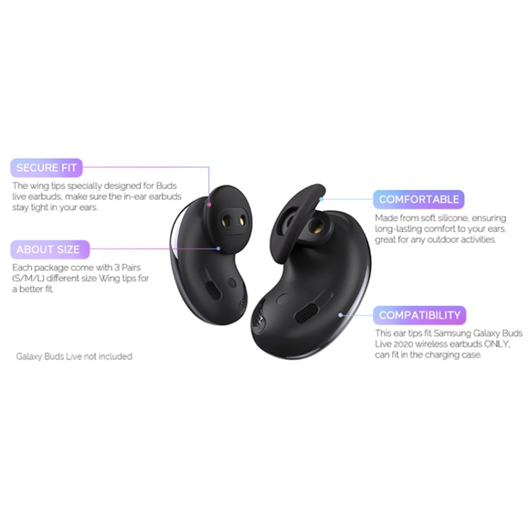 For Samsung Galaxy Buds Live AhaStyle PT132 S+M+L Silicone Earbud(Black) - Anti-dust & Ear Caps by AhaStyle | Online Shopping South Africa | PMC Jewellery | Buy Now Pay Later Mobicred