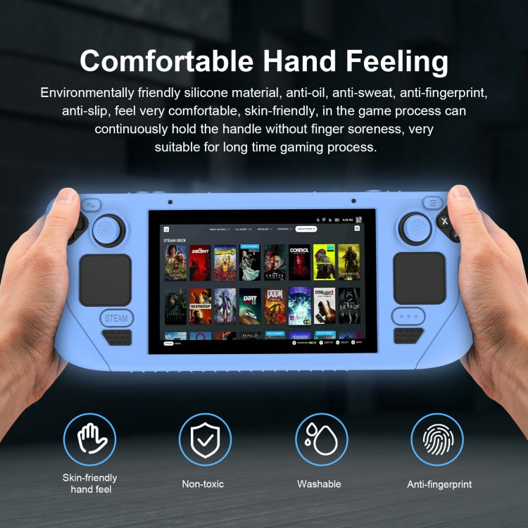 For Steam Deck Game Controller Soft Silicone Protective Cover Case With 4pcs Key Cap(Black)