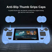 For Steam Deck Game Controller Soft Silicone Protective Cover Case With 4pcs Key Cap(Luminous Blue)