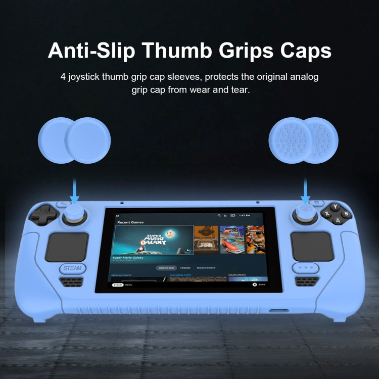 For Steam Deck Game Controller Soft Silicone Protective Cover Case With 4pcs Key Cap(Black)