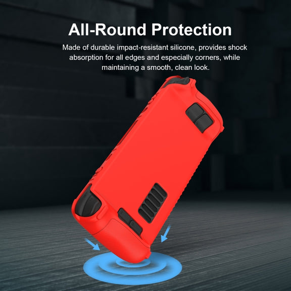 For Steam Deck Game Controller Soft Silicone Protective Cover Case With 4pcs Key Cap(Luminous Blue)