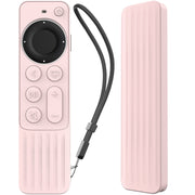 For Apple TV Siri Remote 2/3 AhaStyle PT166 Remote Controller Silicone Protective Case Striped Non-Slip Anti-Drop Cover(Pink)