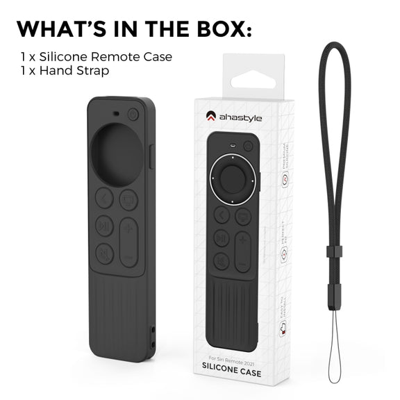 For Apple TV Siri Remote 2/3 AhaStyle PT166 Remote Controller Silicone Protective Case Striped Non-Slip Anti-Drop Cover(Black)