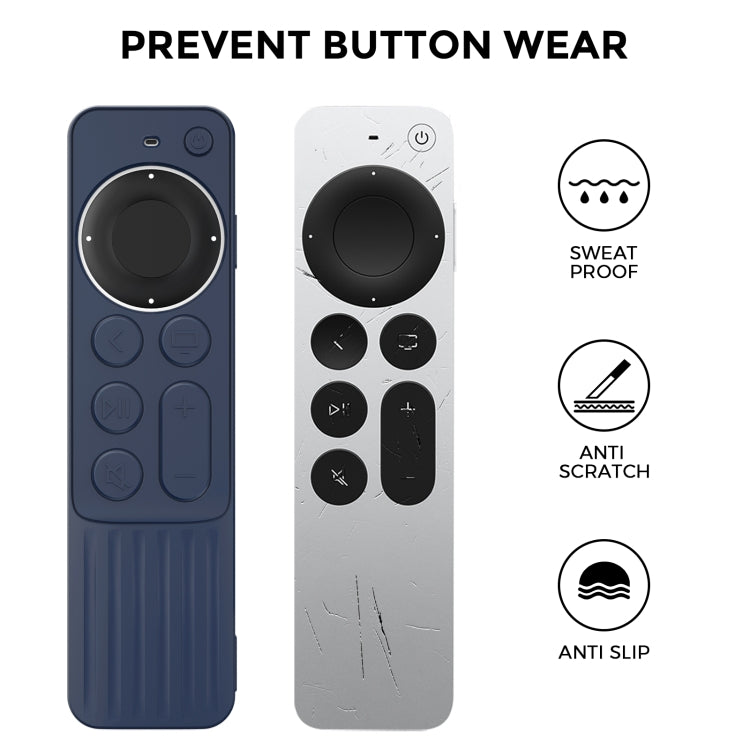 For Apple TV Siri Remote 2/3 AhaStyle PT166 Remote Controller Silicone Protective Case Striped Non-Slip Anti-Drop Cover(Pink)