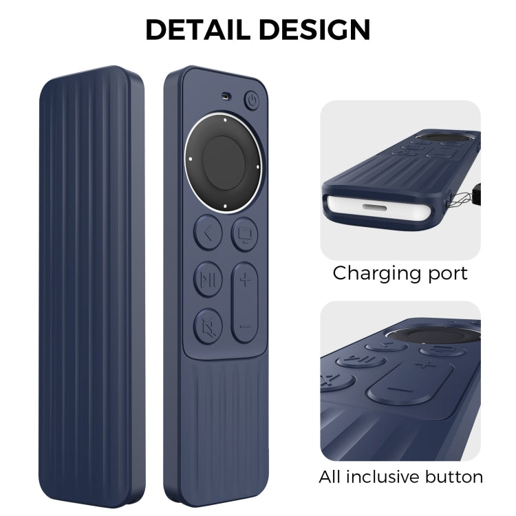 For Apple TV Siri Remote 2/3 AhaStyle PT166 Remote Controller Silicone Protective Case Striped Non-Slip Anti-Drop Cover(Black)
