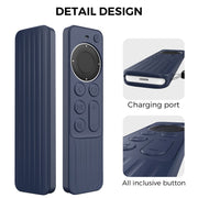 For Apple TV Siri Remote 2/3 AhaStyle PT166 Remote Controller Silicone Protective Case Striped Non-Slip Anti-Drop Cover(Midnight Blue)