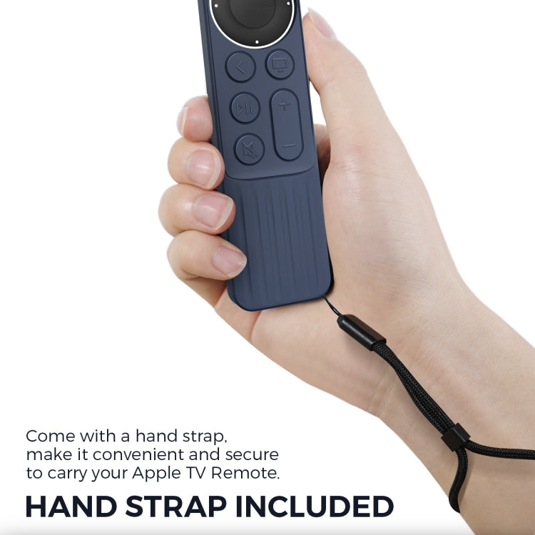 For Apple TV Siri Remote 2/3 AhaStyle PT166 Remote Controller Silicone Protective Case Striped Non-Slip Anti-Drop Cover(Black)
