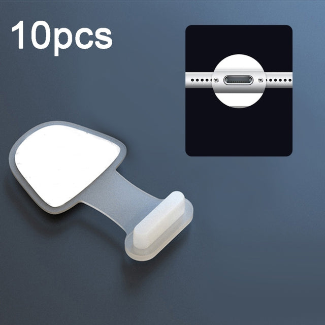 10pcs 8 Pin Mobile Phone Charging Port Silicone Anti-Dust Plug Back-adhesive Loss-proof Cover(Transparent)