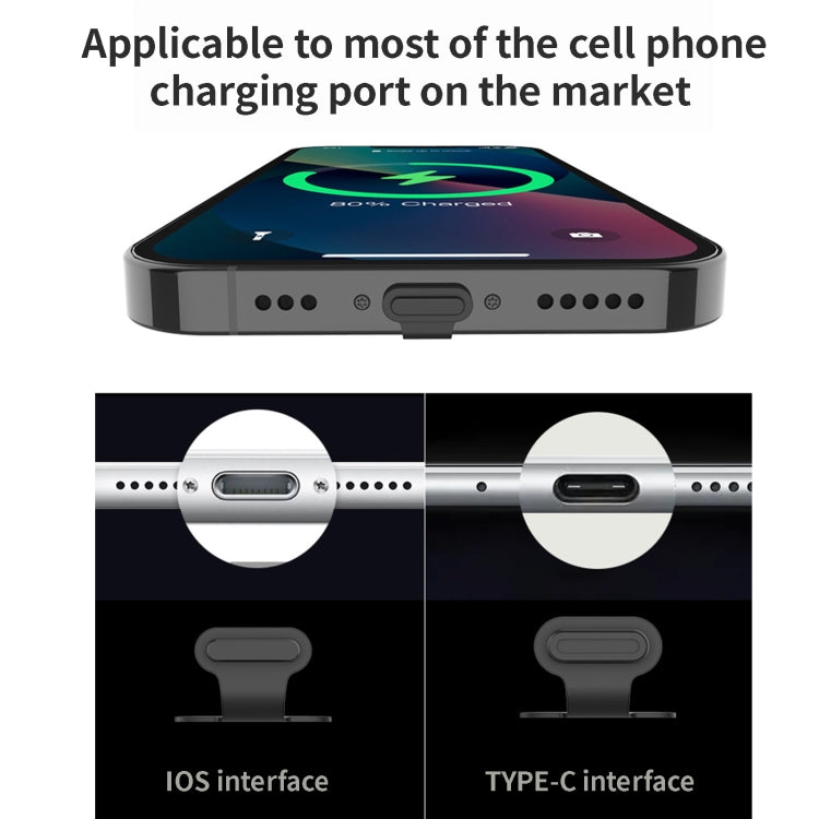 10pcs 8 Pin Mobile Phone Charging Port Silicone Anti-Dust Plug Back-adhesive Loss-proof Cover(Transparent)