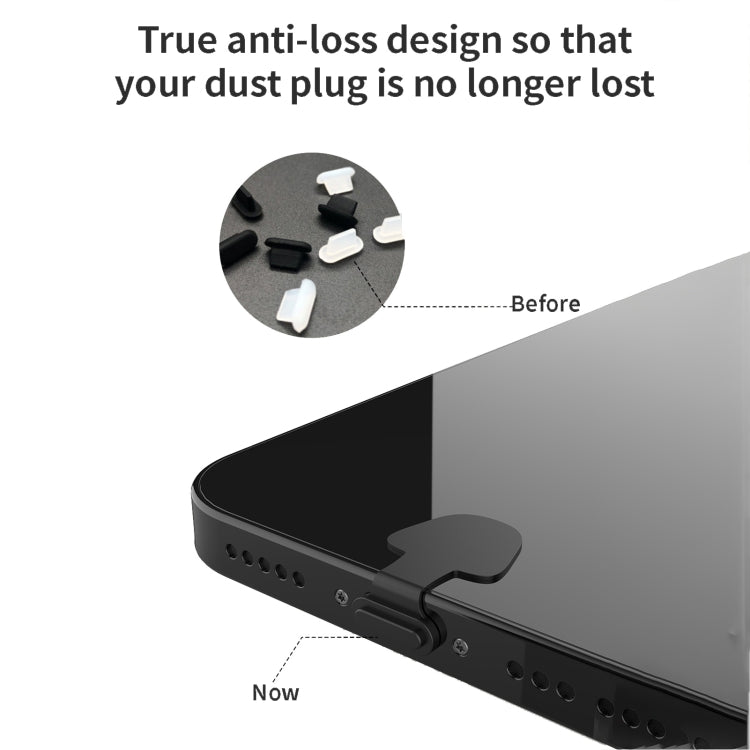 10pcs USB-C/Type-C  Mobile Phone Charging Port Silicone Anti-Dust Plug Back-adhesive Loss-proof Cover(Black) - Anti-dust & Ear Caps by PMC TechLife | Online Shopping South Africa | PMC TechLife