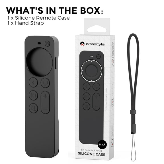 For Apple TV Siri Remote 2/3 AhaStyle PT165 Remote Controller Silicone Protective Case(Black)