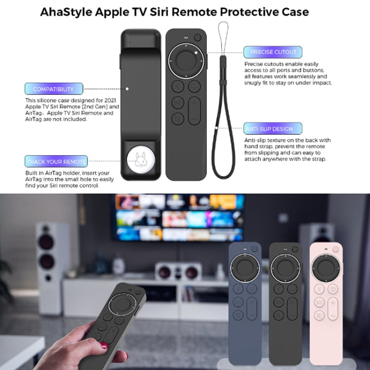 For Apple TV Siri Remote 2/3 AhaStyle PT165 Remote Controller Silicone Protective Case(Black) - Remote Control Covers by AhaStyle | Online Shopping South Africa | PMC TechLife | Buy Now Pay Later Mobicred