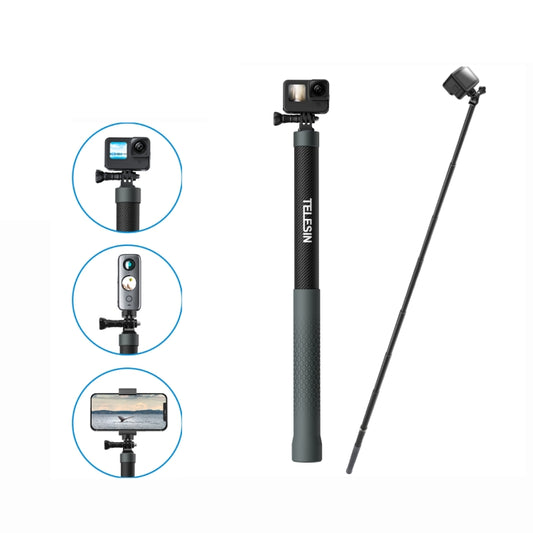 TELESIN 3M Carbon Fiber Selfie Stick Monopod  With 1/4 Screw For Action Camera - free shipping - PMC Jewellery - Order now!
