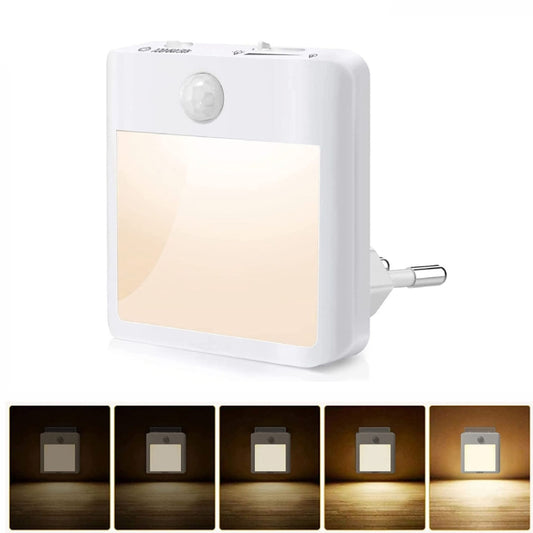 NL2101 Motion Sensor LED Night Light AC Plug Dimming Sleep Lights,Spec: Warm White EU Plug - Sensor LED Lights by PMC Jewellery | Online Shopping South Africa | PMC Jewellery | Buy Now Pay Later Mobicred