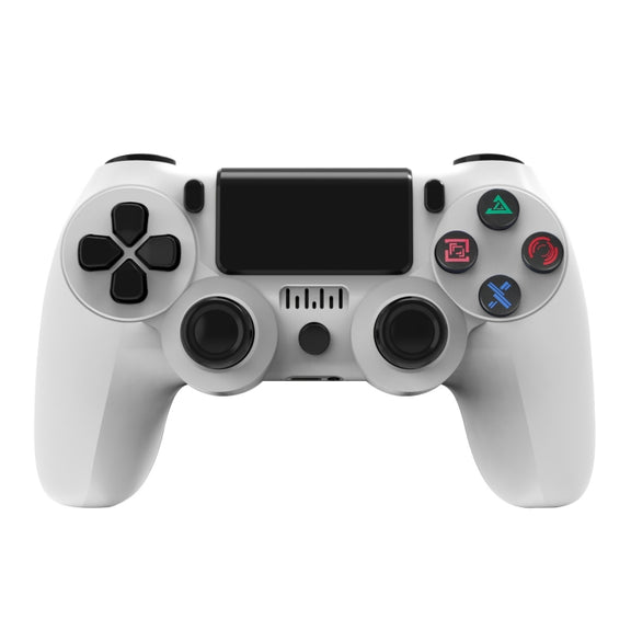 For PS4 Wireless Bluetooth Game Controller With Light Strip Dual Vibration Game Handle(White)