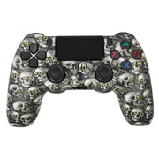 For PS4 Wireless Bluetooth Game Controller With Light Strip Dual Vibration Game Handle(Green Eye Skull)