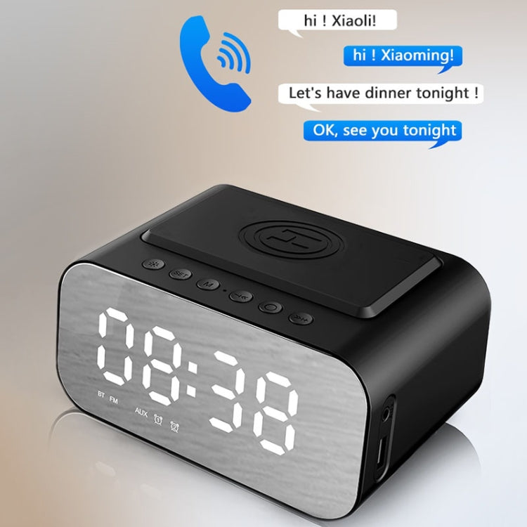BT510 15W LED Clock Wireless Charging Bluetooth Speaker Multifunctional Smart Mirror Alarm Clock Audio(Iron Black) - Desktop Speaker by PMC TechLife | Online Shopping South Africa | PMC TechLife