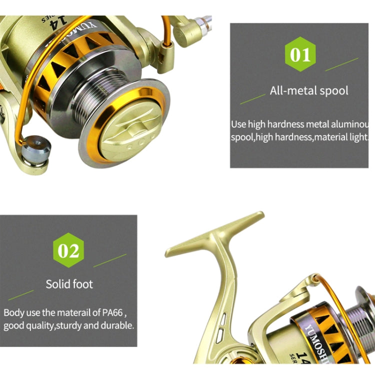 YUMOSHI JF2000 Spinning Fishing Reel 5.2:1 Gear Ratio Metal Spool Saltwater Fishing Tools - Fishing Reels by YUMOSHI | Online Shopping South Africa | PMC Jewellery | Buy Now Pay Later Mobicred