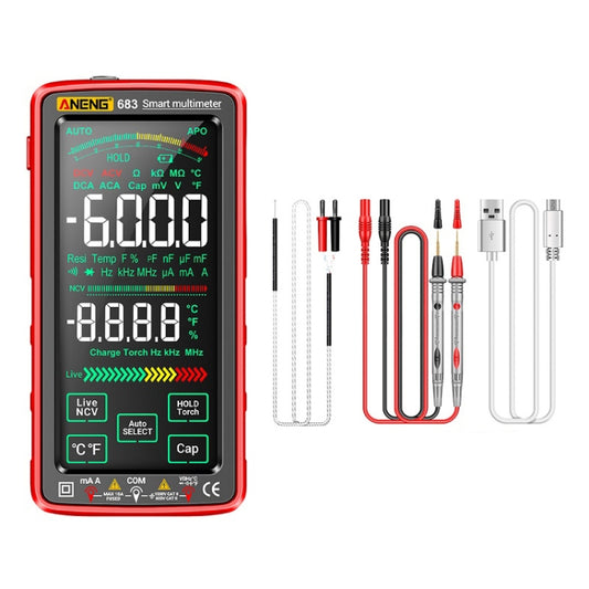 ANENG 683 Smart Touch Screen Automatic Range Rechargeable Multimeter(Red) - free shipping - PMC Jewellery - Order now!