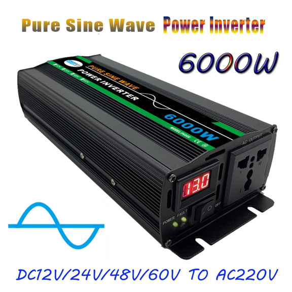 6000W (Actual 1000W) 60V to 220V High Power Car Sine Wave Inverter Power Converter