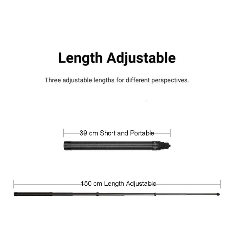 1.5m Carbon Fiber Extended Monopod Invisible Selfie Stick For Insta360  / DJI Action / GoPro / Xiao Yi Sports Camera