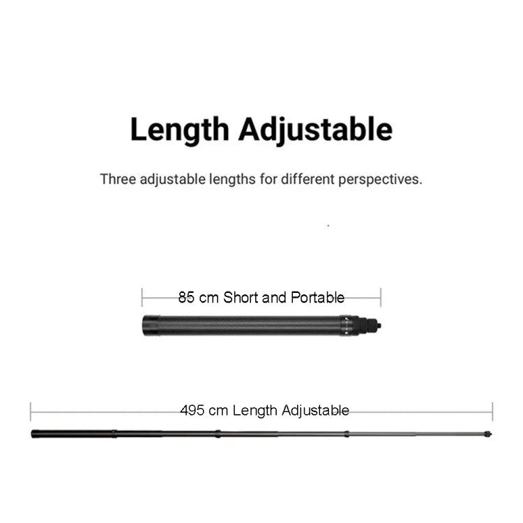 5m Carbon Fiber Extended Monopod Invisible Selfie Stick For Insta360  / DJI Action / GoPro / Xiao Yi Sports Camera