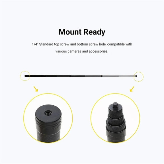3m Carbon Fiber Extended Monopod Invisible Selfie Stick For Insta360  / DJI Action / GoPro / Xiao Yi Sports Camera