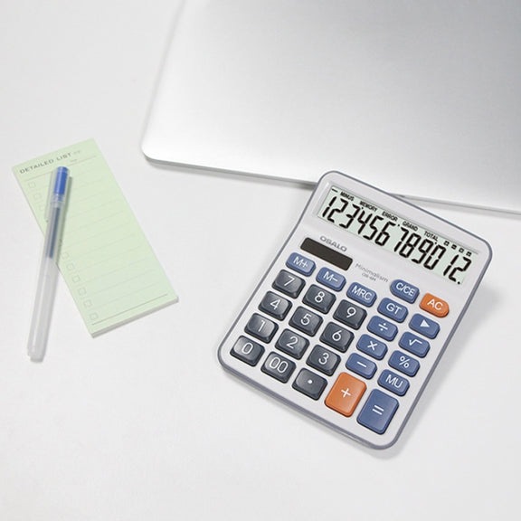OSALO OS-6M 12-digit Office Desktop Calculator Solar Dual Power Calculator