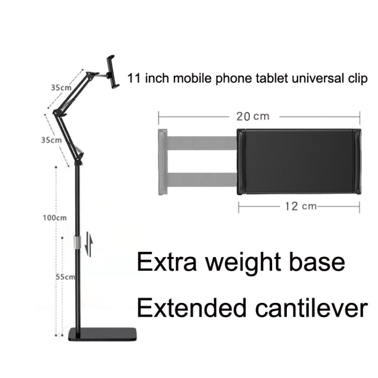 155cm Mobile Phone Tablet Live Broadcast Bedside Lifting Bracket Cantilever Floor Stand (Black) - Lazy Bracket by PMC TechLife | Online Shopping South Africa | PMC TechLife