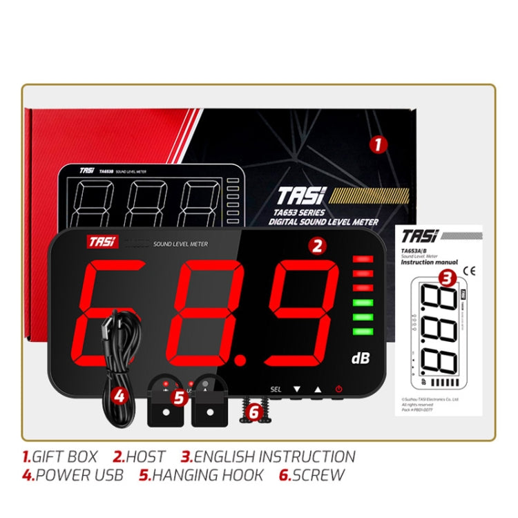 TASI TA653A Large Screen Wall-Mounted Noise Meter Decibel Detector