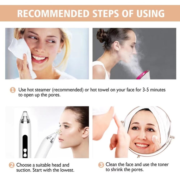 Blackhead Remover Vacuum Pore Cleaner Facial Deep Cleaning Beauty Tools(Pink)