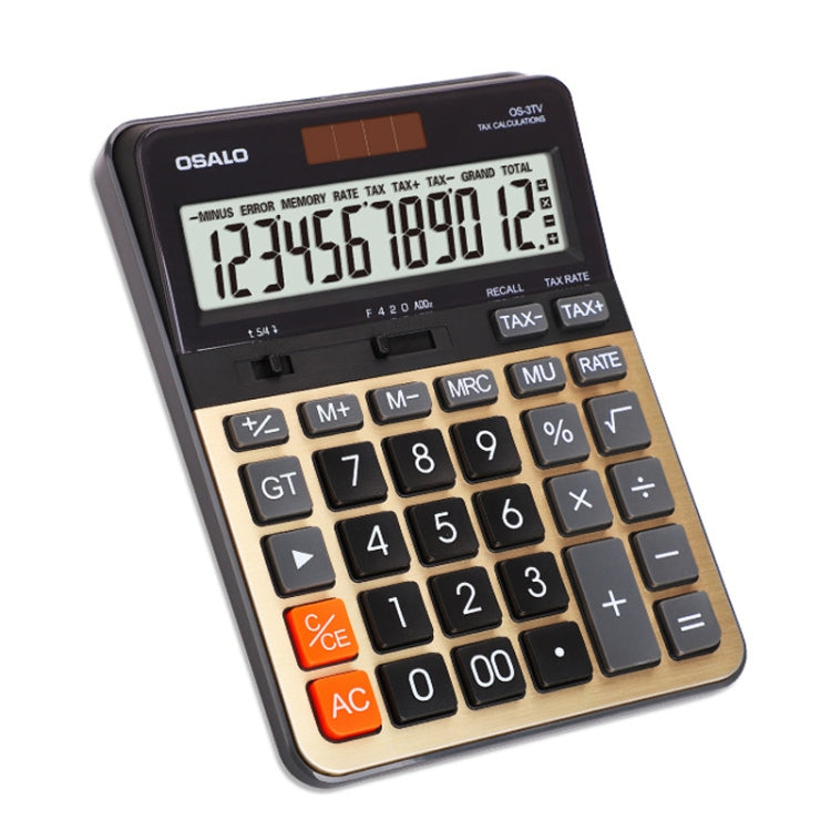 OSALO OS-3TV 12-digit LCD Screen Solar Dual Power Supply Desktop Calculator - free shipping - PMC Jewellery - Order now!