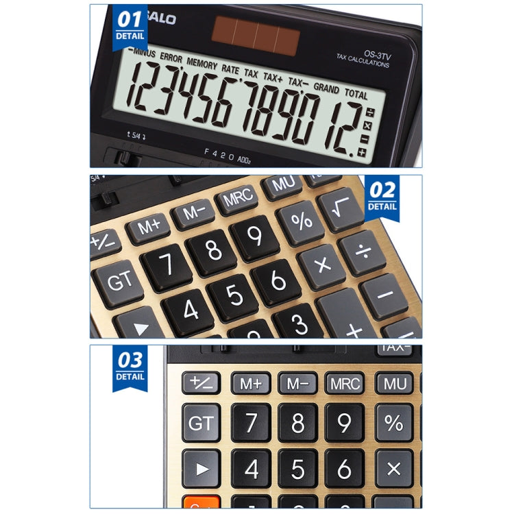 OSALO OS-3TV 12-digit LCD Screen Solar Dual Power Supply Desktop Calculator - free shipping - PMC Jewellery - Order now!