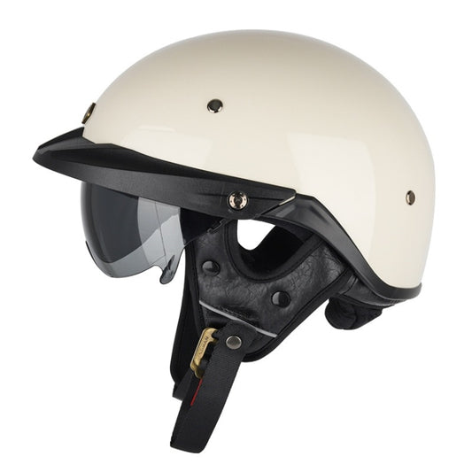 SOMAN Motorcycle Half Helmet Adjustable Helmet With Inner Mirror, Size: L(White) - free shipping - PMC Jewellery - Order now!