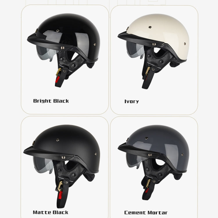 SOMAN Motorcycle Half Helmet Adjustable Helmet With Inner Mirror, Size: M(White)