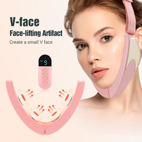Microcurrent EMS Face Thinning Instrument Smart Red Blue Color Light Skin Rejuvenation Beauty Instrument(Pink)