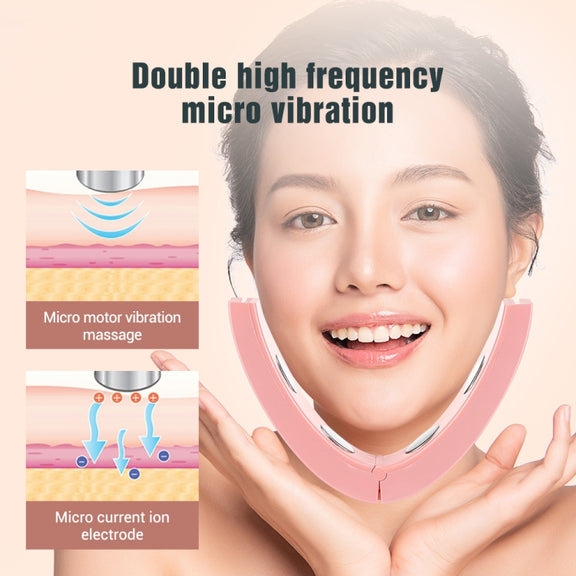 Microcurrent EMS Face Thinning Instrument Smart Red Blue Color Light Skin Rejuvenation Beauty Instrument(Pink)