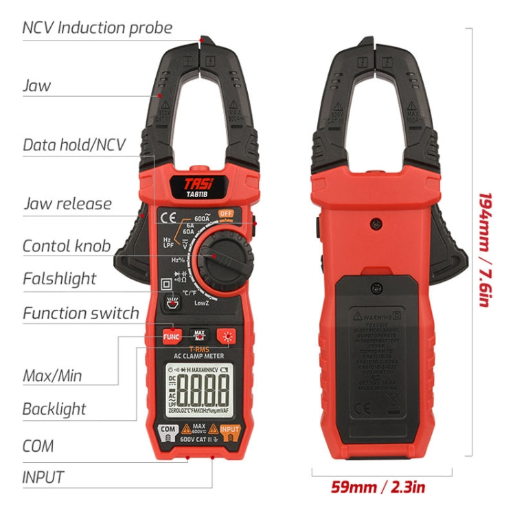 TASI TA811C Clamp Meter High Accuracy AC DC Voltage Ammeter - free shipping - PMC TechLife - Order now!