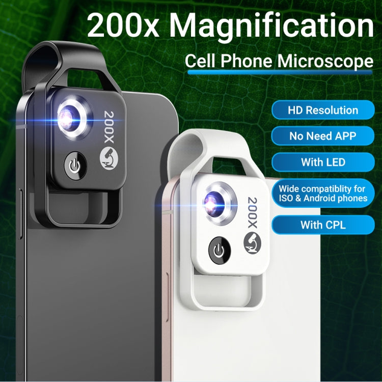 APEXEL APL-MS002CWH 200x High-Definition Children Science Education Microphone Lens With CPL(Black) - free shipping - PMC Jewellery - Order now!