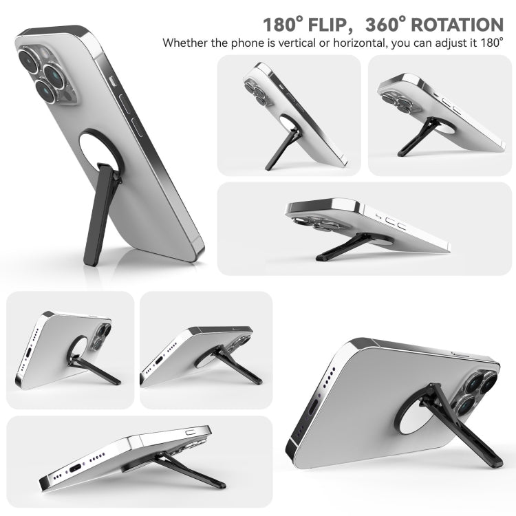Aluminum Alloy Mobile Phone Bracket Ultra-thin Rotating Back Stick Lollipop Mirror Bracket(Black) - Desktop Holder by PMC TechLife | Online Shopping South Africa | PMC TechLife