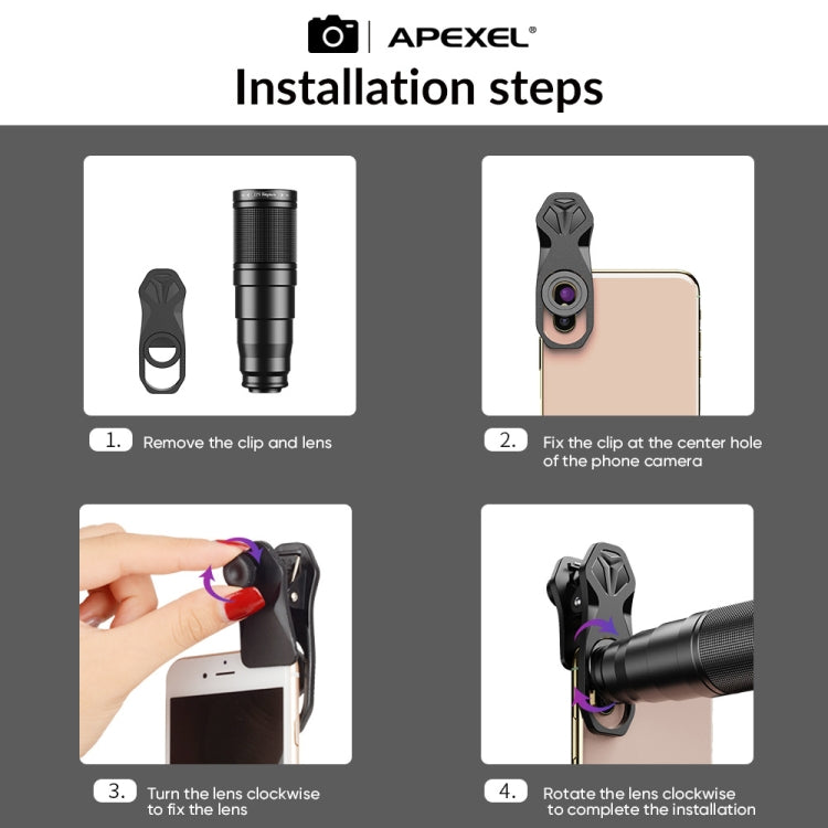APEXEL APL-22XDG9 22X External Camera Adjustable Focus Mobile Phone Lens(10 in 1) - free shipping - PMC Jewellery - Order now!