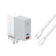 LDNIO A2620C 65W USB+Type-C/USB-C Port Dual Port Universal Phone Tablet Travel Charger(US Plug+Type-C to 8 Pin) - free shipping - PMC TechLife - Order now!