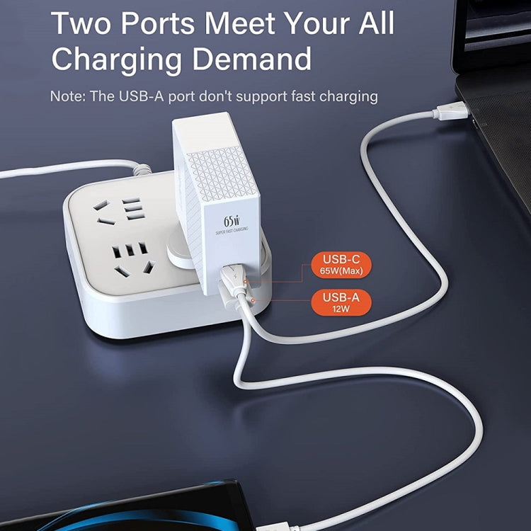 LDNIO A2620C 65W USB+Type-C/USB-C Port Dual Port Universal Phone Tablet Travel Charger(US Plug+Type-C to 8 Pin) - free shipping - PMC TechLife - Order now!