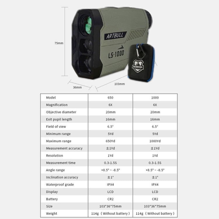 ARBULL LS-1000 Golf Rangefinder Outdoor Altimeter Goniometer Telescope - free shipping - PMC Jewellery - Order now!