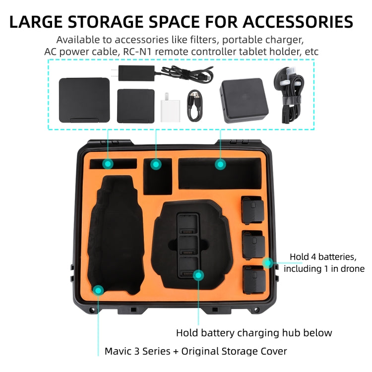 Sunnylife AQX-8 For Mavic 3 Pro / Mavic 3 Classic / Mavic 3 Water-resistant Large Capacity Protective Handbox(Black)