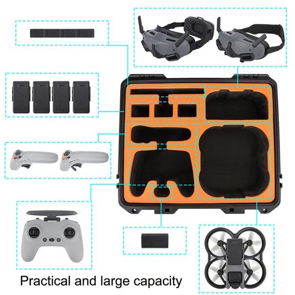 Sunnylife AQX-9 For DJI Avata Flying Glasses Water-resistant Large Capacity Protective Carrying Case(Black)